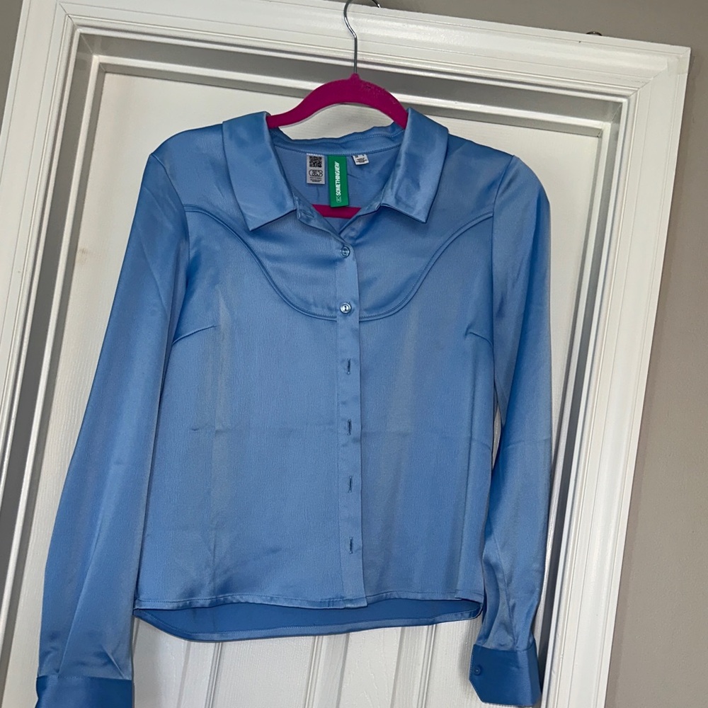 Something new long sleeve button up cropped shirt
